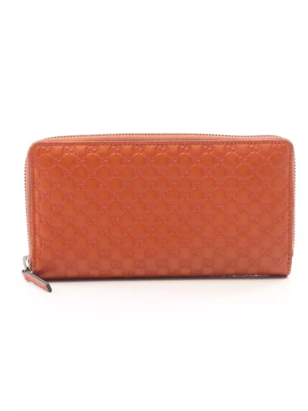 Vintage Pre-Owned GUCCI Micro Guccissima Organizer Long Wallet Orange/Brown